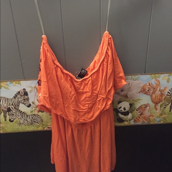 Rue 21 orange strapless romper - Picture 2 of 3